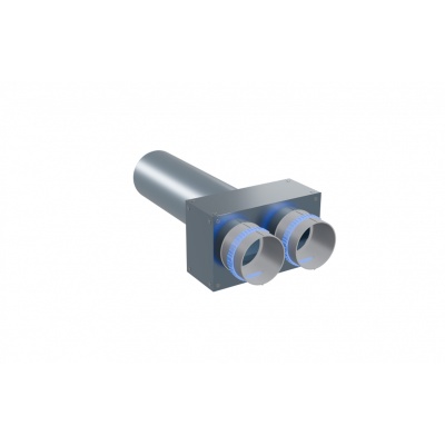 Вентиляционный прямой пленум Flexag PWP-100/75x2, D100, на 2 выxода, L=300 мм
