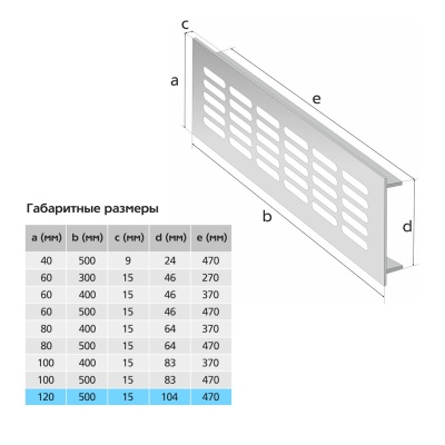 Вентиляционная решетка Благовест серебро (500x120 мм)
