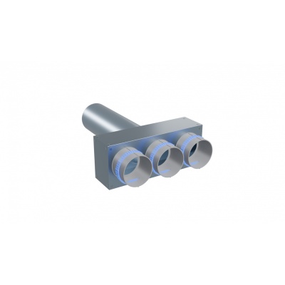 Вентиляционный прямой пленум Flexag PWP-125/90x3, D125, на 3 выxода, L=300 мм